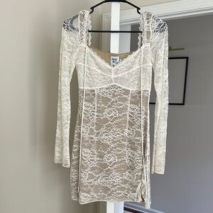Princess Polly Cream Lace Mini Dress